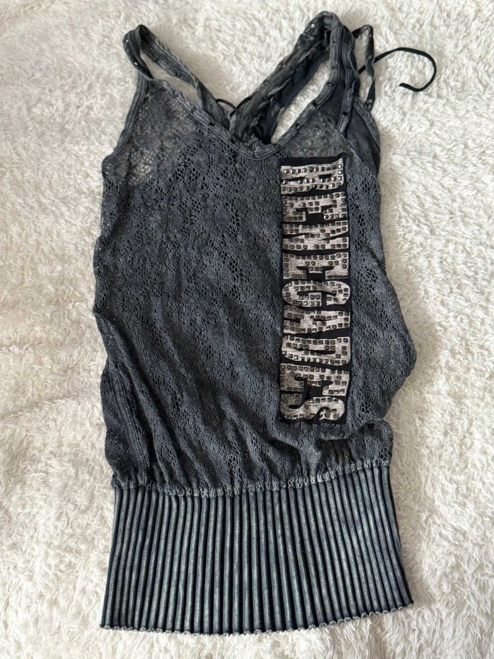 Salvage 'Renegades' Lace Overlay Tank Top/Tunic. M
